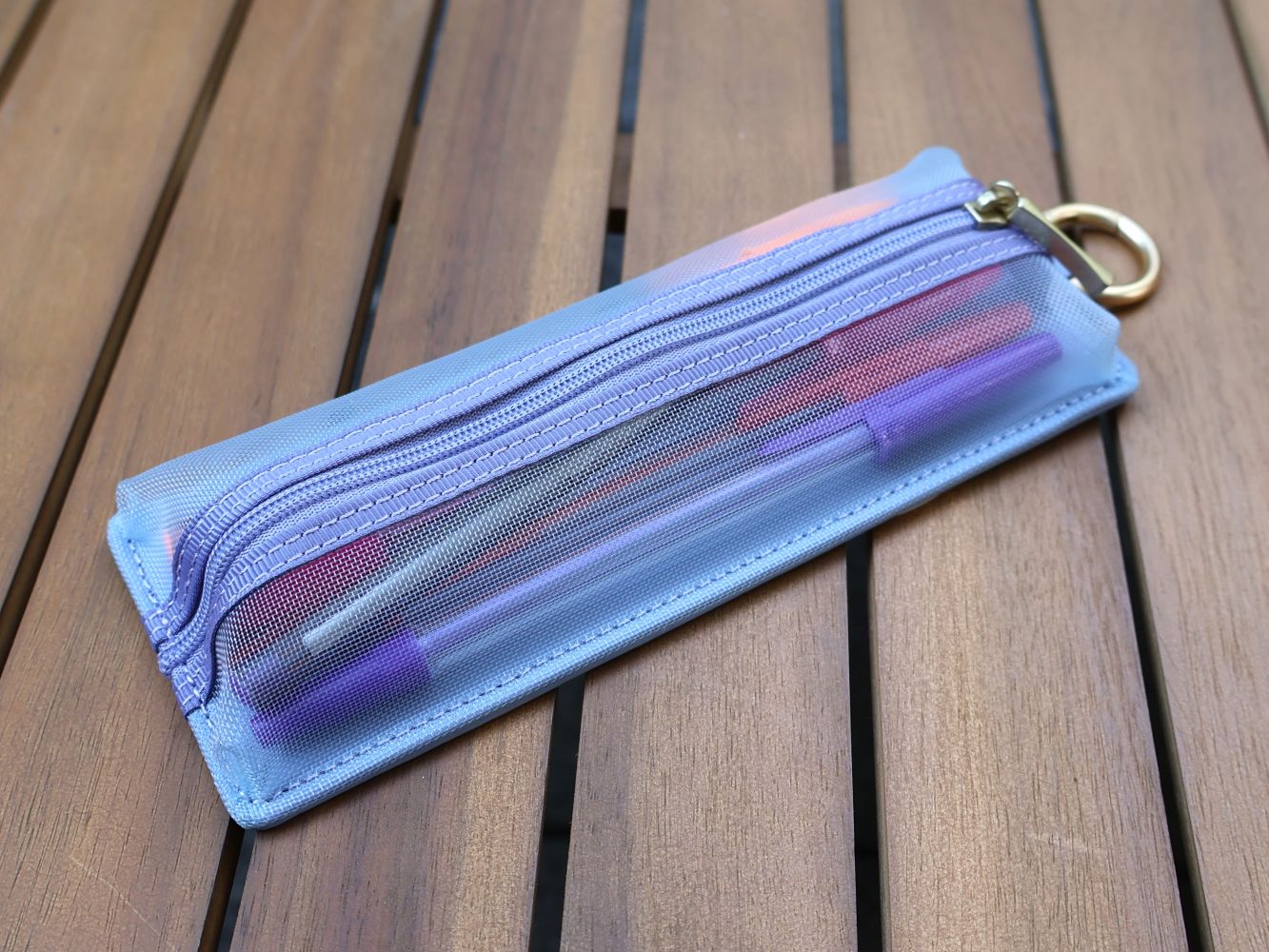 EMILY Mesh Federmäppchen (Blue Grey) Flat Pen Case | by KING JIM