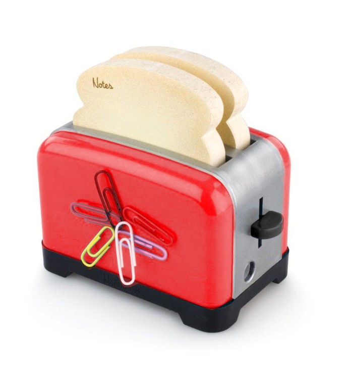 OfficeToaster - Rot - Halter für Memopads, Büroklammern, Handydock, Bleistiftspitzer