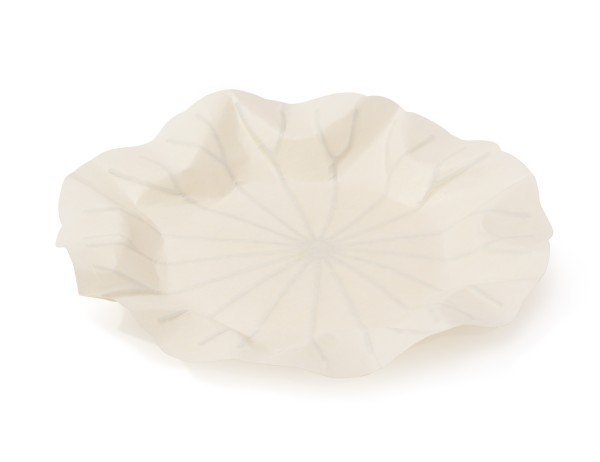 Flexible Hanji-Papierschale Lotusblatt (M) Weiß 32x32cm